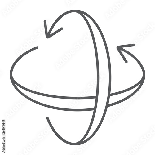 Rotation axis thin line icon, pivot and view, rotate sign, vector graphics, a linear pattern on a white background,