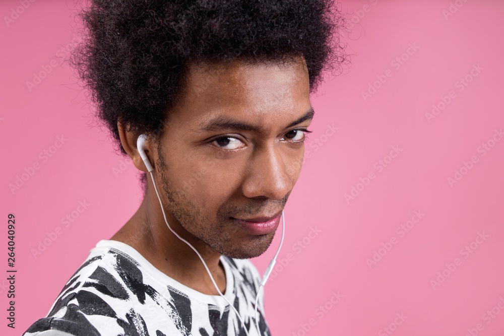 Portrait of an African man in headphones close-up Portrait of an African man in headphones close-up