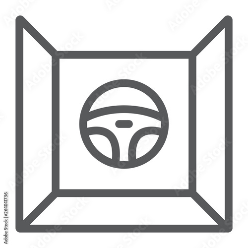 Driving simulator line icon, gaming and drive, steering wheel sign, vector graphics, a linear pattern on a white background.