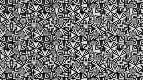 Black and White Overlapping Concentric Circles Background Pattern