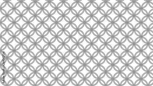 Black and White Seamless Overlapping Circles Background Pattern