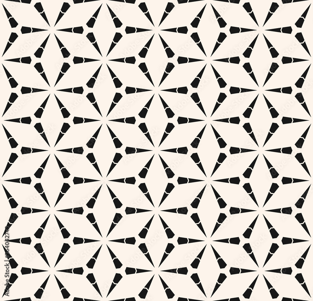 Fototapeta premium Vector monochrome geometric seamless pattern with triangles, lattice, grid, mesh