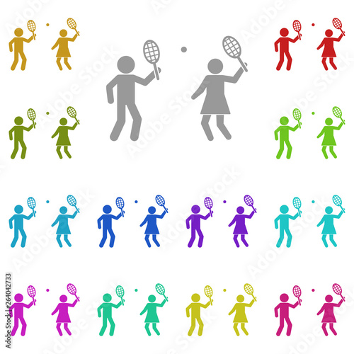 The game of tennis with a friend multi color icon. Simple glyph, flat vector of Friendship icons for UI and UX, website or mobile application