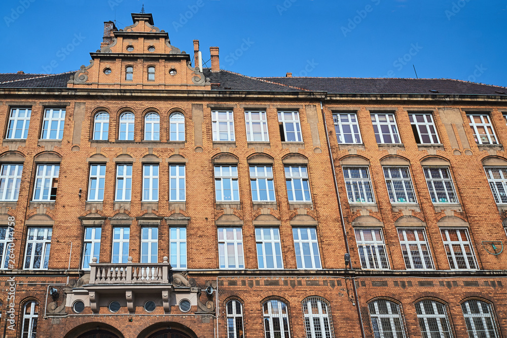 Fototapeta premium Clinker on the facades of the historic building in Poznan..