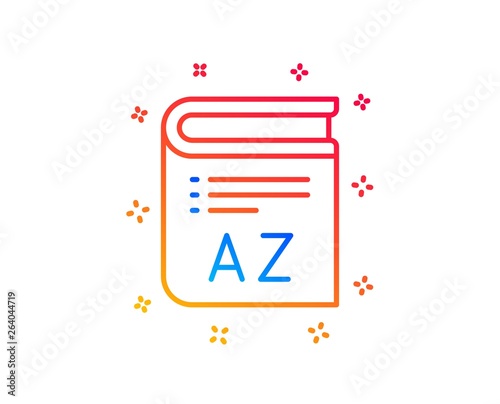 Vocabulary line icon. Book glossary sign. Gradient design elements. Linear vocabulary icon. Random shapes. Vector