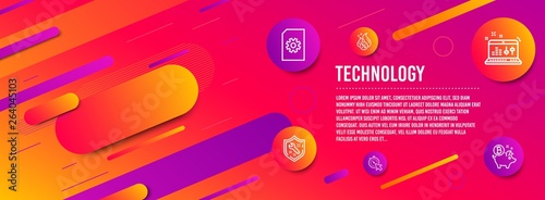 Header banner. Hot loan, Sound check and Timer icons simple set. File management, Spanner and Bitcoin coin signs. Discount offer, Dj controller. Technology set. Line hot loan icon. Gradient elements