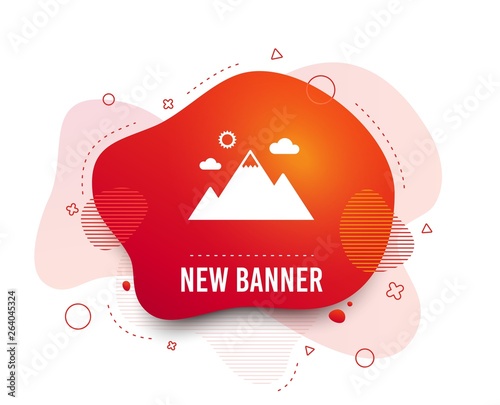 Fluid badge. Mountain icon. Mountaineering sport sign. Leadership motivation concept. Abstract shape. Gradient mountain icon. Flyer liquid banner. Vector