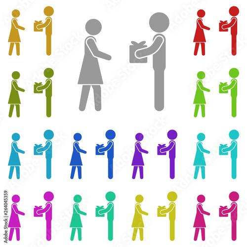 Gift to a friend multi color icon. Simple glyph, flat vector of Friendship icons for UI and UX, website or mobile application