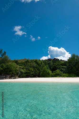 view of the coastline beaches of the island of Curieuse