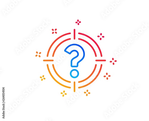 Target with Question mark line icon. Aim symbol. Help or FAQ sign. Gradient design elements. Linear headhunter icon. Random shapes. Vector