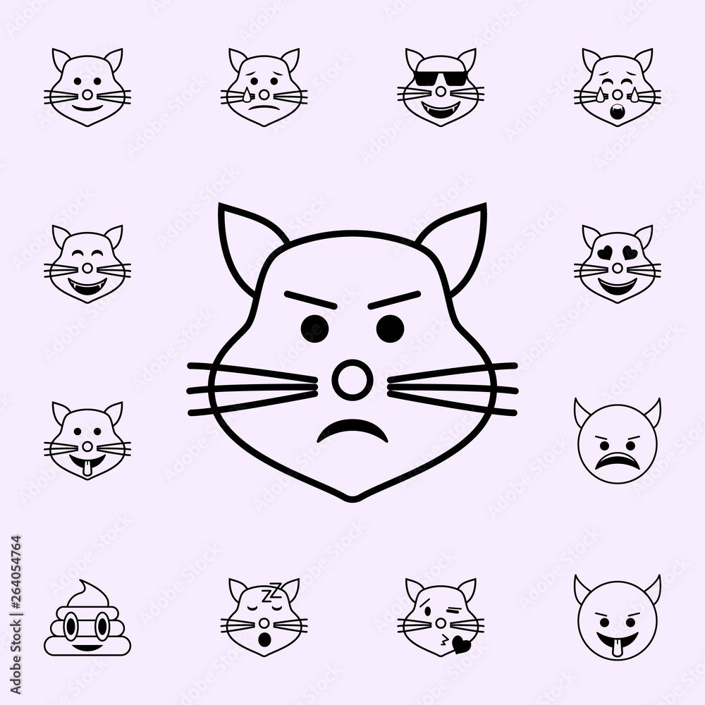 disgruntled cat icon. Emoji icons universal set for web and mobile