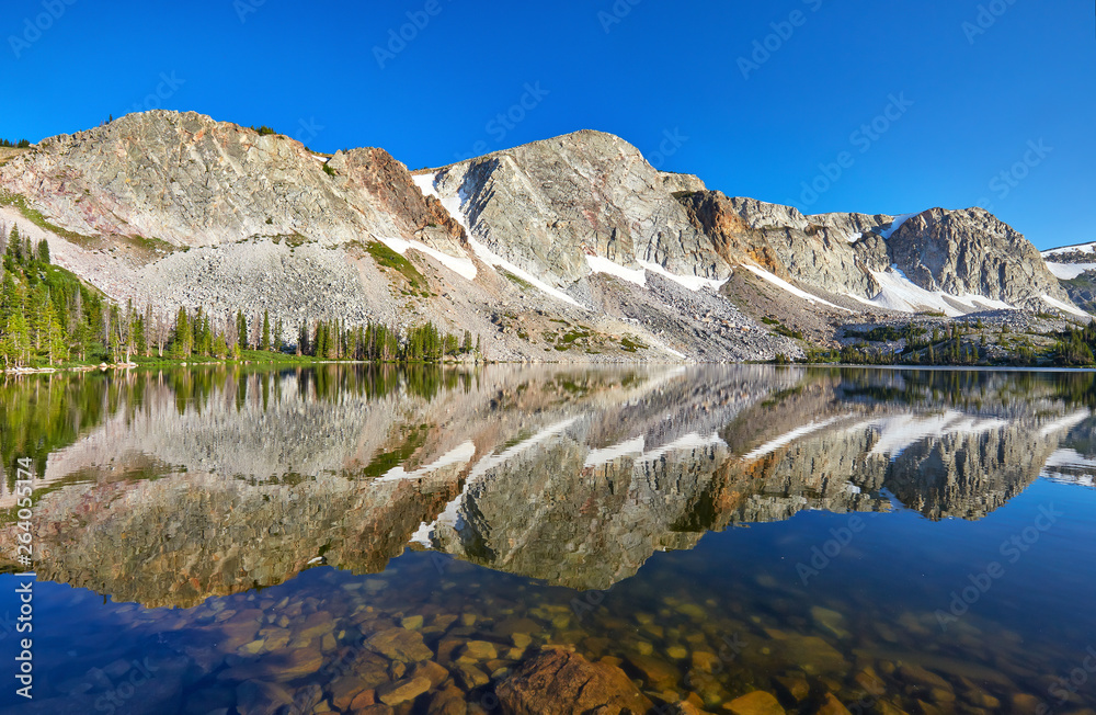 Reflection at Lake Marie, located along the Snowy Range Scenic Byway in the Medicine Bow mountains (a.k.a., the Snowy Range) of Wyoming