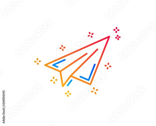 Free Download Paper plane line icon. Airplane flight transport sign. Share symbol. Gradient design elements. Linear paper plane icon. Random shapes. Vector - GFXLoad