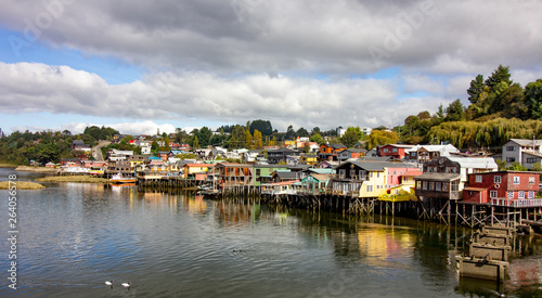 Houses in castro on Chiloe island Chile known as palafitos