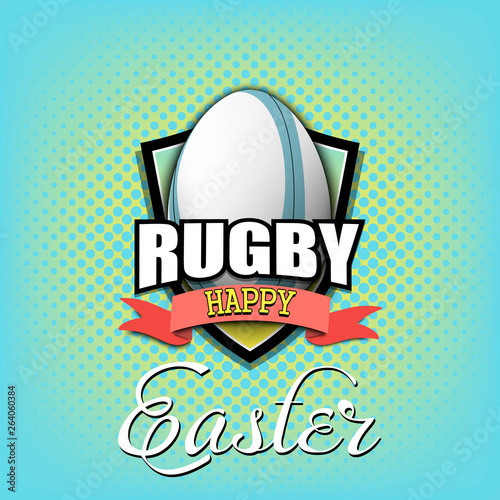 Happy Easter. Egg in the form of a rugby ball