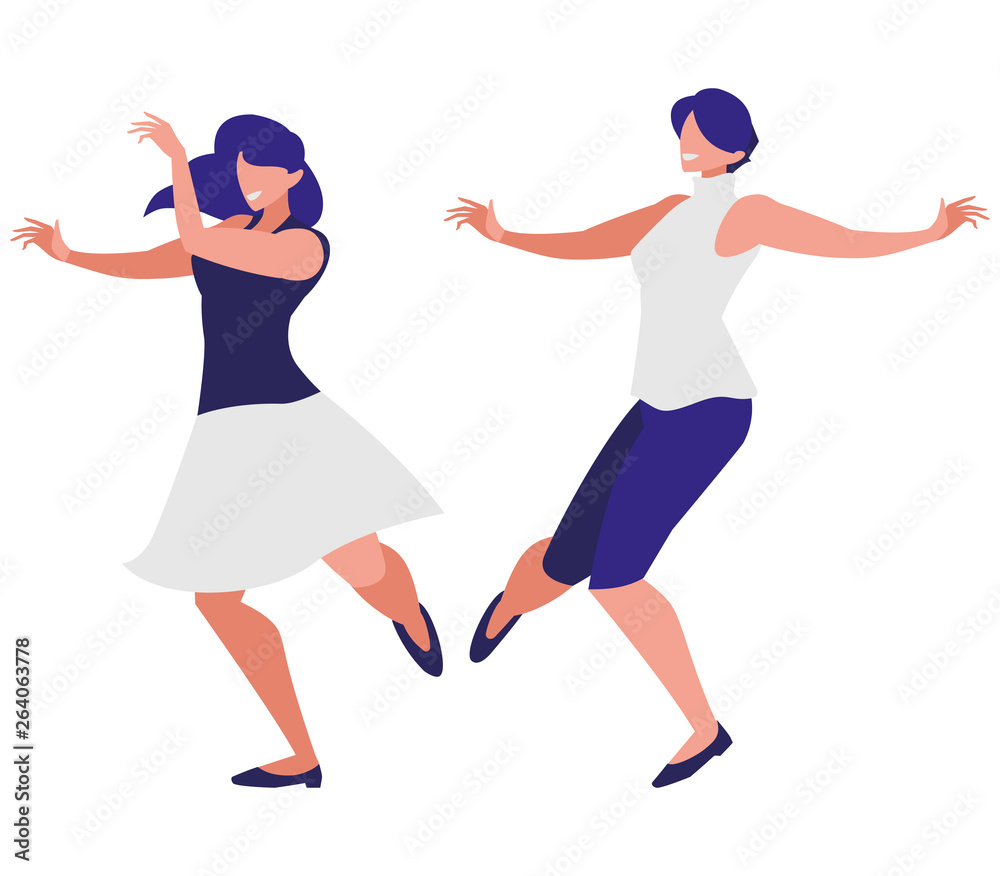 young girls dancing characters