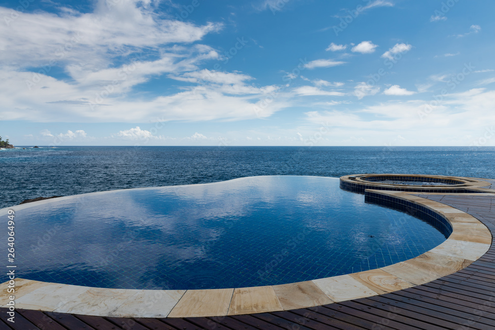Obraz premium Round infinity pool merge indian ocean view