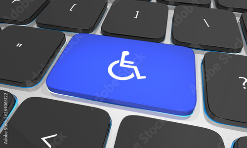 Wheelchair Disabled Person Symbol Disability Computer Keyboard Button Key 3d Illustration