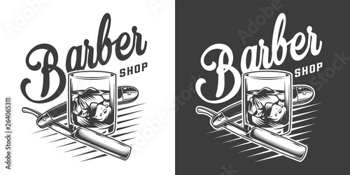 Vintage barbershop monochrome logotype