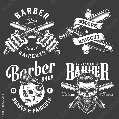 Vintage barbershop monochrome prints