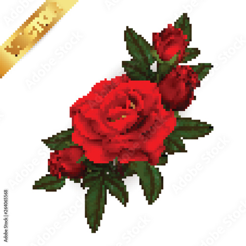 beautiful bouquet with red roses and leaves. Floral arrangement.design greeting card and invitation of the wedding, birthday,Valentine's Day, mother's day and other holiday.