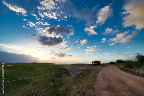 Cloudy Sky and sunlights over a  rural Village in Queensland  Australia 