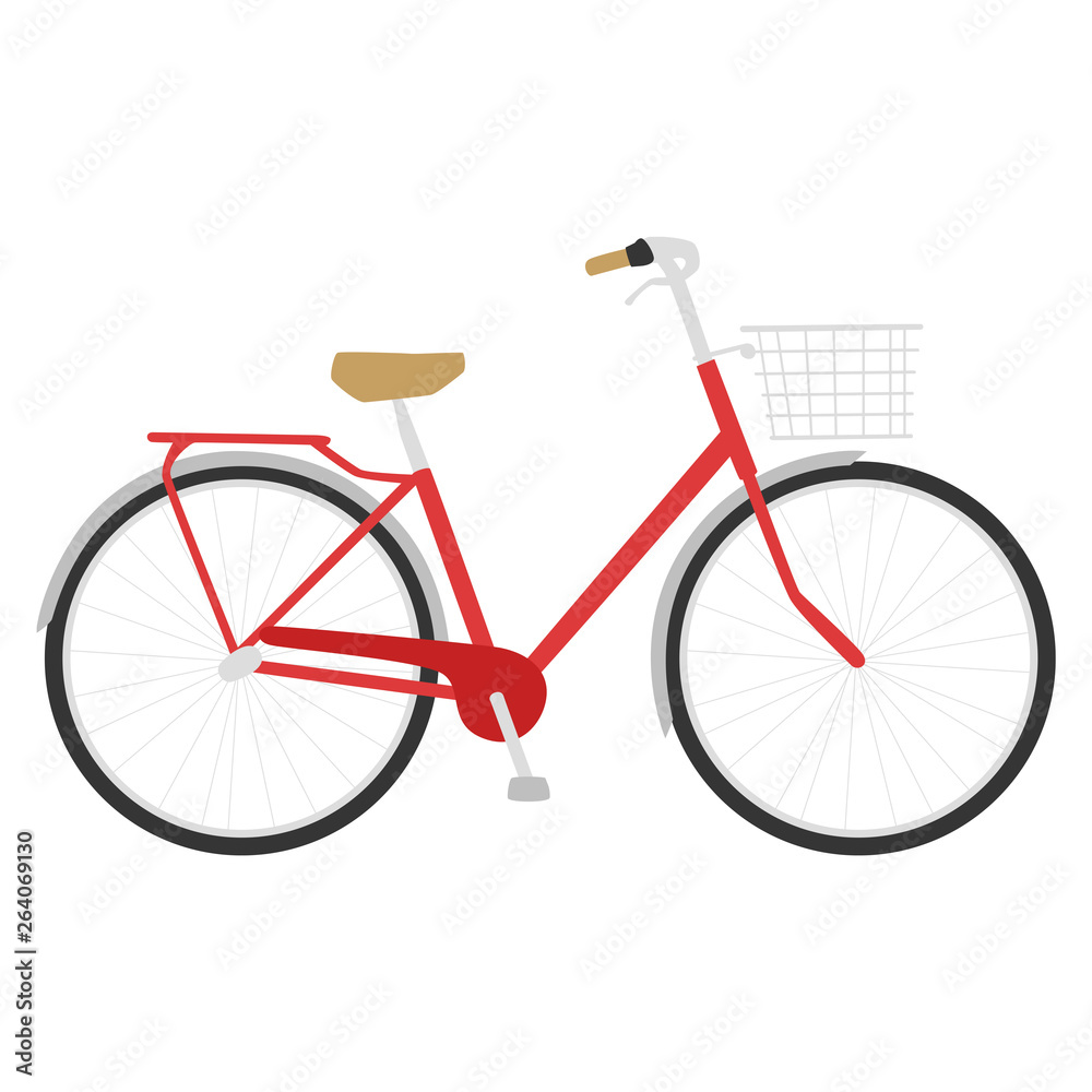 Fototapeta premium 自転車のイラスト。ポップな赤い色。