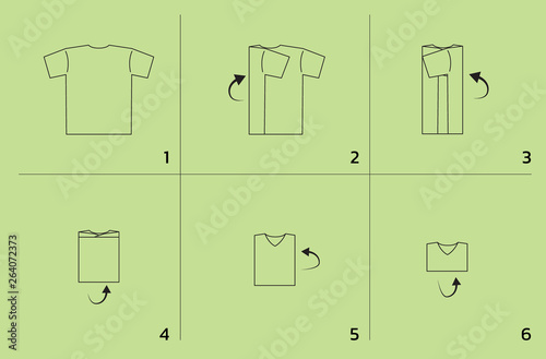 Shirt Folding Tutorial Sequence Cartoon Vector Illustration