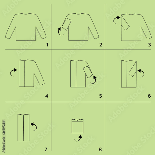 Sweater Folding Tutorial Sequence Cartoon Vector Illustration