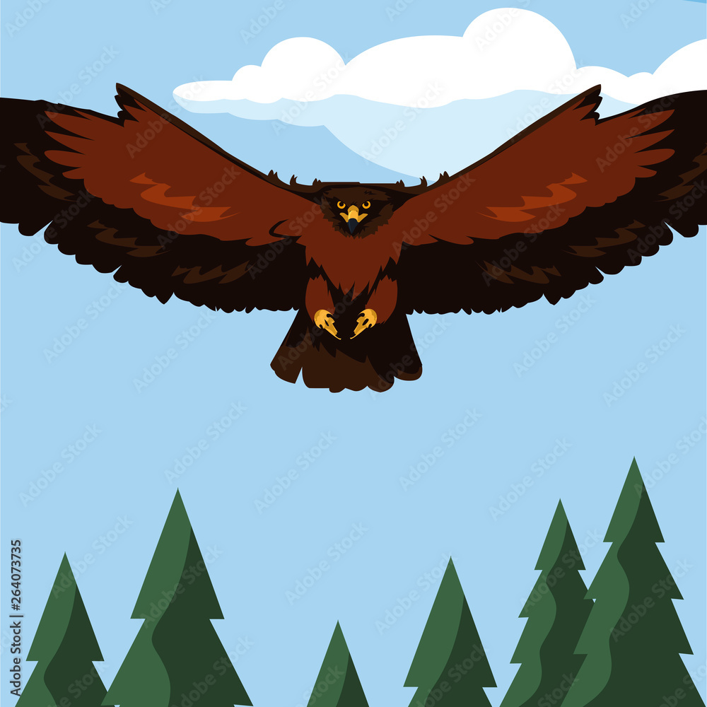 Obraz premium beautiful eagle flying in the landscape majestic bird