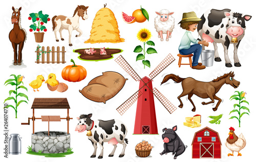 Set of farm objects
