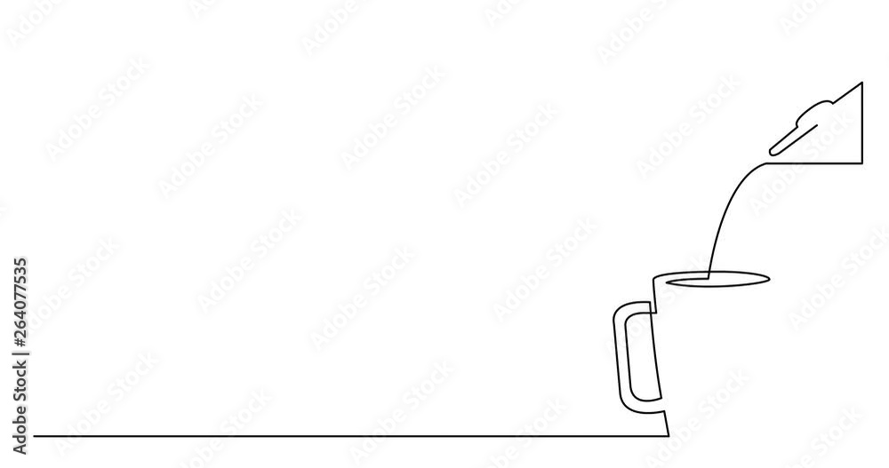 Self drawing line animation of coffee pot pouring hot coffee in cup Self drawing line animation of coffee pot pouring hot coffee in cup