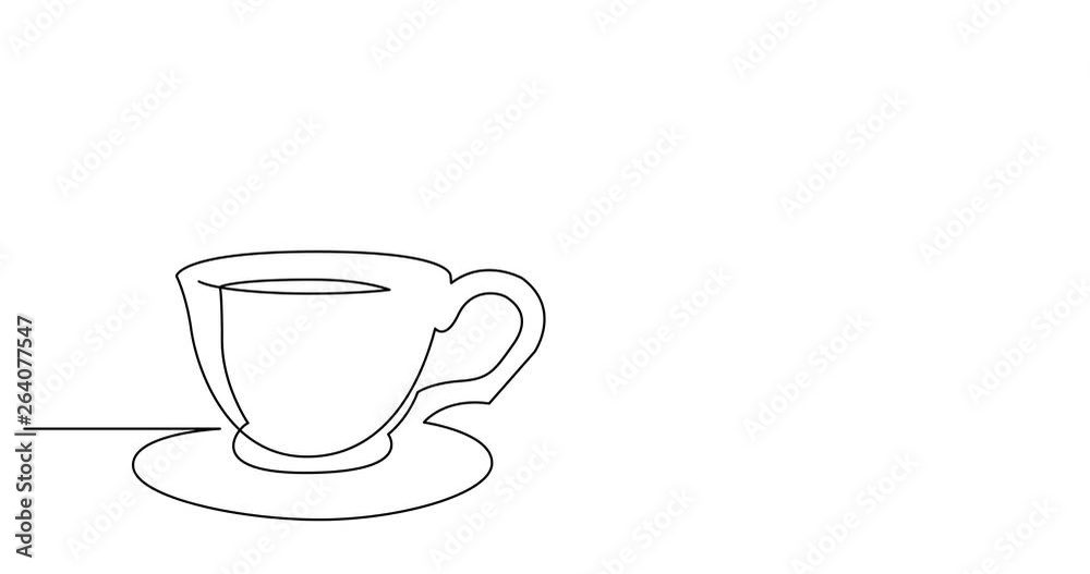 Self drawing line animation of cup of coffee with saucer Self drawing line animation of cup of coffee with saucer