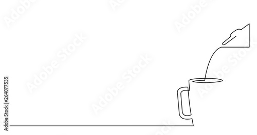 Self drawing line animation of coffee pot pouring hot coffee in cup