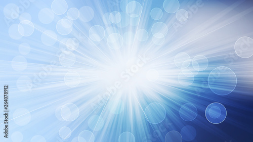 Blue and White Bokeh Background with Light Rays