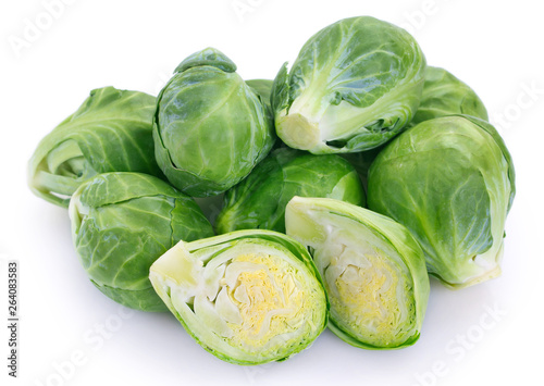 Brussels sprouts on white background