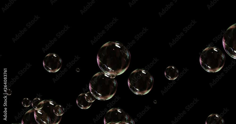 soap bubbles isolated on black background, seamless loop 4k 3d render soap bubbles isolated on black background, seamless loop 4k 3d render