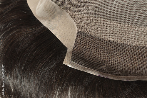 straight remy black human hair extension toupee