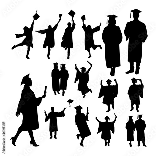 Graduation silhouettes. Good use for symbol, logo, web icon, mascot, sign, or any design you want.