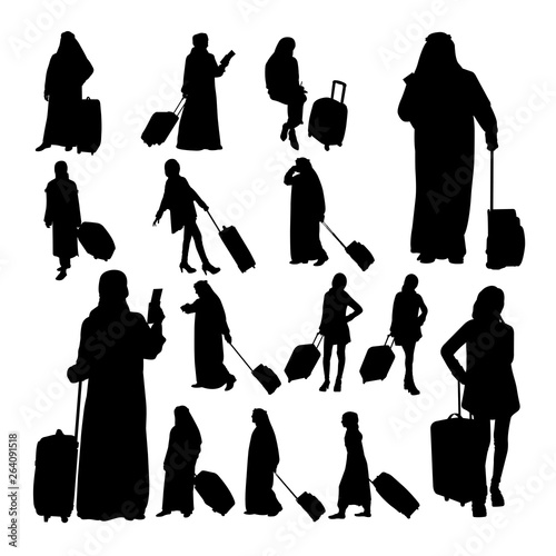 Muslim traveler silhouettes. Good use for symbol, logo, web icon, mascot, sign, or any design you want.