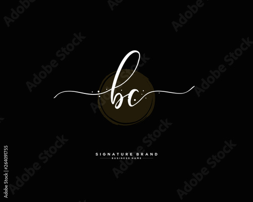 B C BC initial logo handwriting template vector