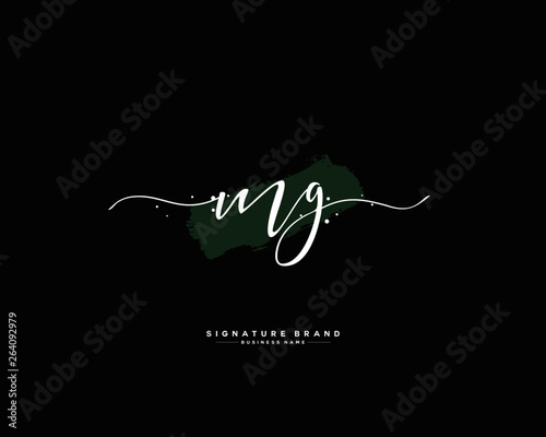 M G MG initial logo handwriting  template vector