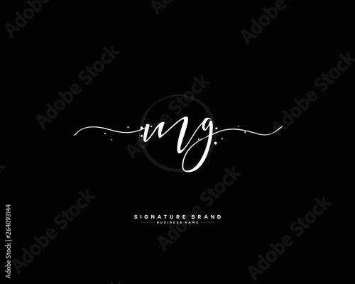 M G MG initial logo handwriting  template vector