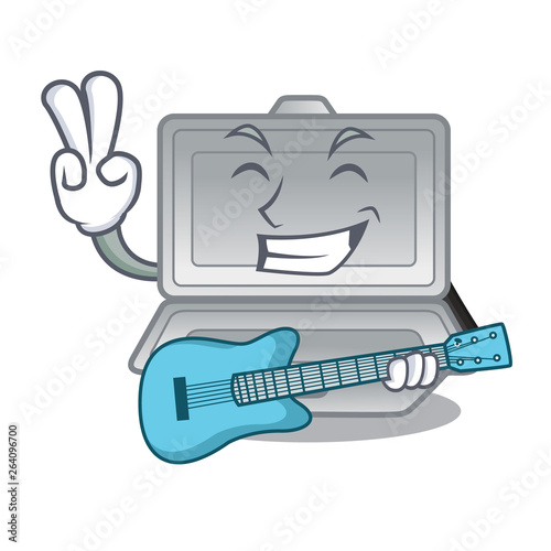 With guitar open styrofoam in the character box