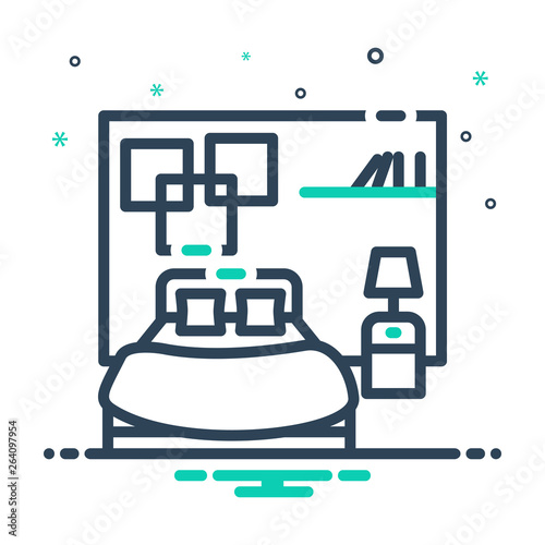 Mix line icon for bedroom 