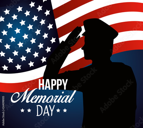 patriotic soldier with usa flag celebration