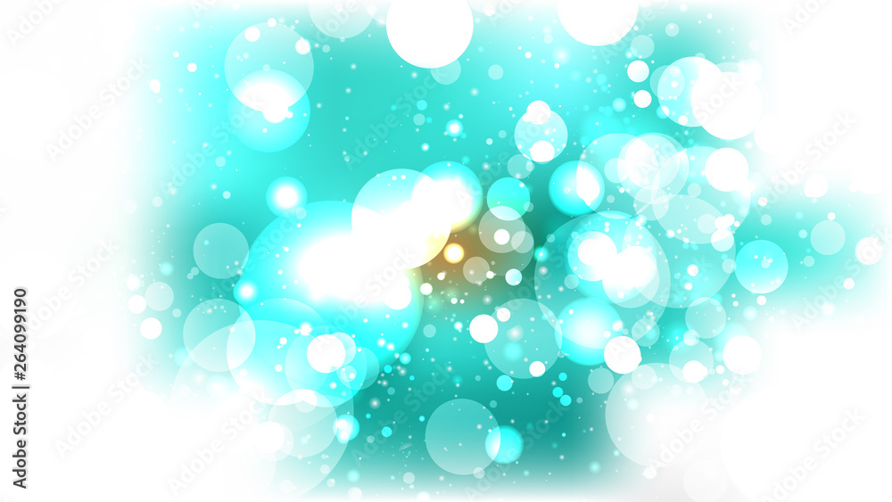 Naklejka Turquoise and White Blurred Bokeh Background Vector Image