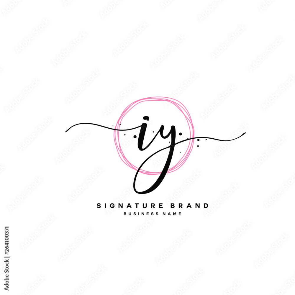 I Y IY Initial letter handwriting and  signature logo.