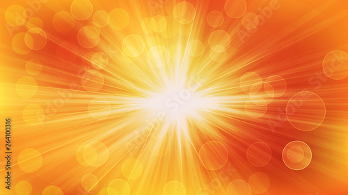 Abstract Orange Bokeh Lights Background with Rays Vector Graphic