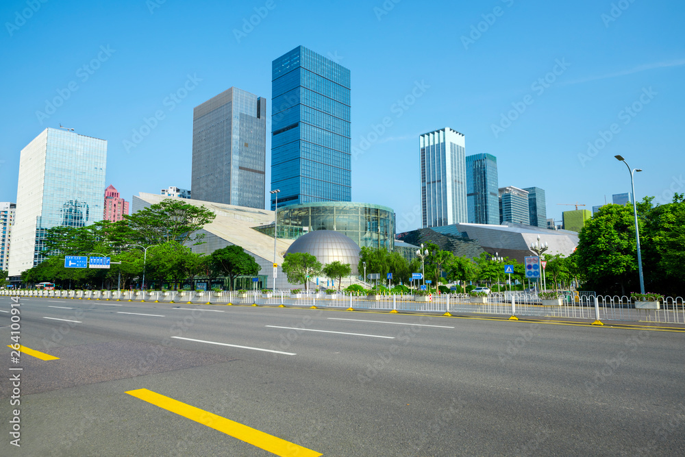 Shenzhen highway transportation and the high-rise building under the blue sky. Shenzhen highway transportation and the high-rise building under the blue sky.